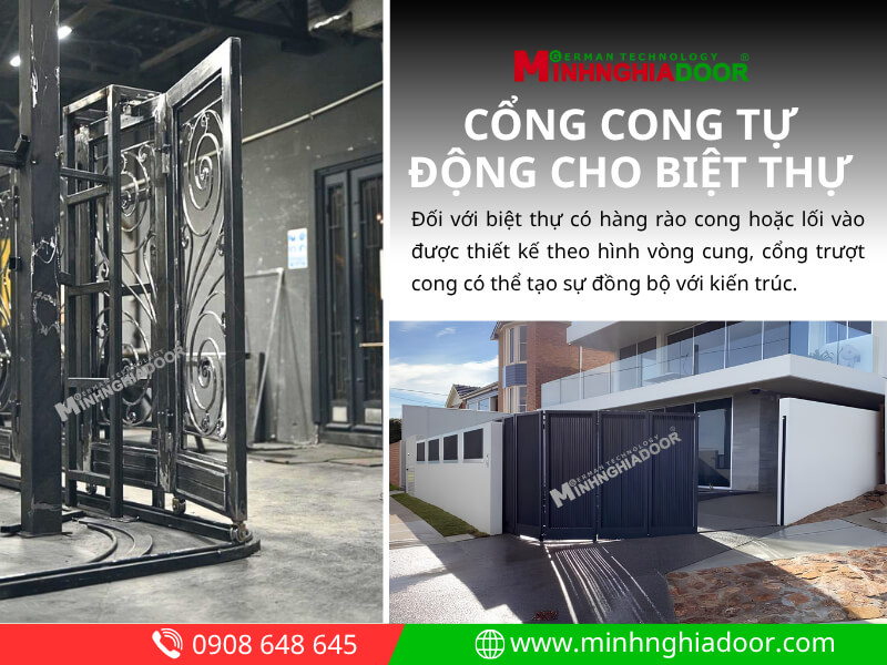 Cổng cong tự động cho biệt thự Cổng cong tự động cho biệt thự