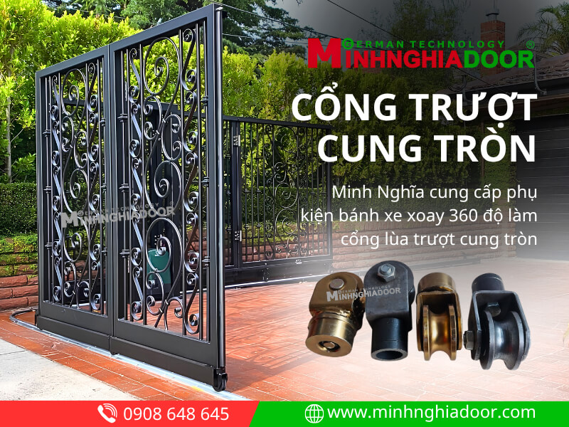 Cổng trượt cung tròn Cổng trượt cung tròn tự động được thiết kế phù hợp với mặt bằng có đường cong.
