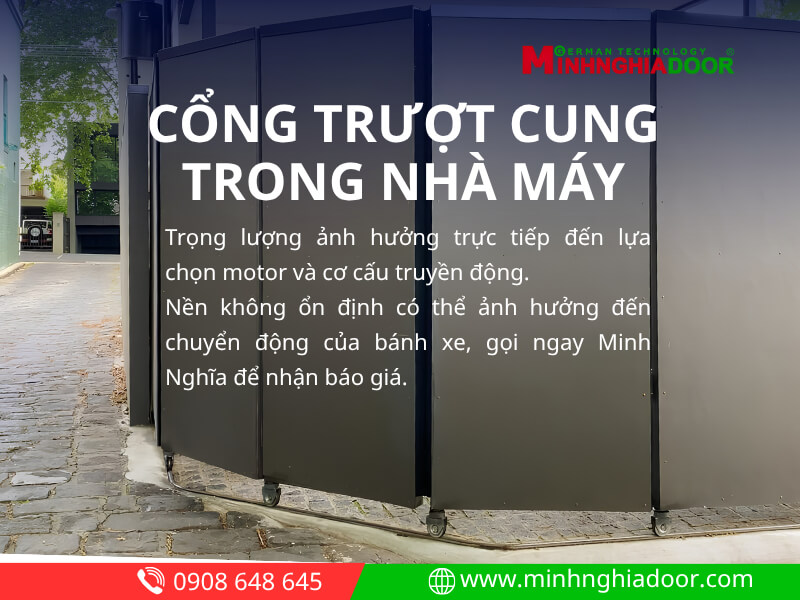Cổng trượt cung tròn cho nhà máy Cổng trượt cung tròn cho nhà máy