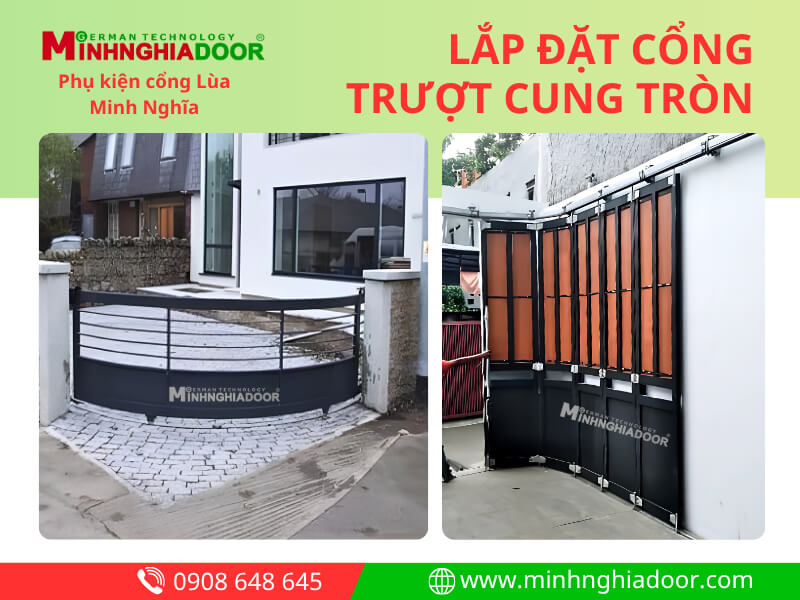 Lắp đặt cổng trượt cung tròn tự động Lắp đặt cổng trượt cung tròn tự động