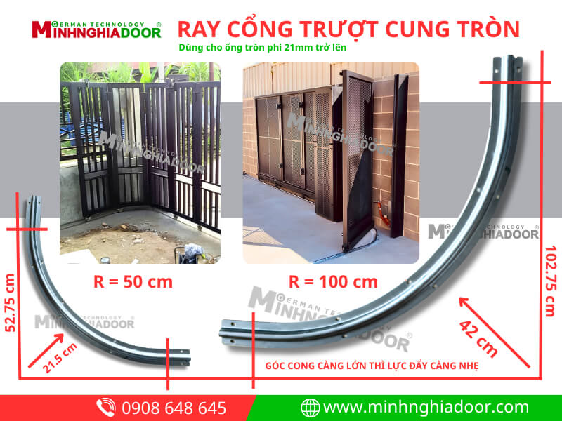 Ray dẫn hướng cổng trượt theo cung tròn Ray dẫn hướng cổng trượt theo cung tròn