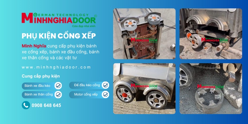 báo giá sửa chữa cổng xếp thay bánh xe
