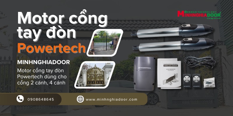 Motor cổng tay đòn powertech Motor cổng tay đòn powertech
