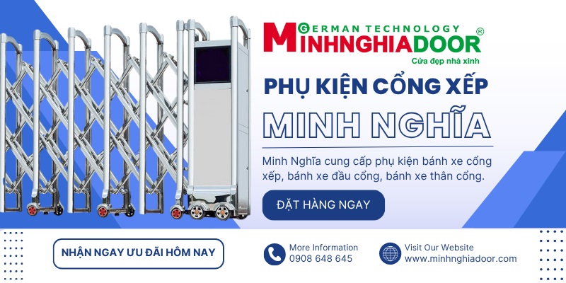 phụ kiện bánh xe cổng xếp