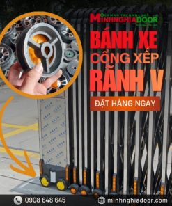 Bánh xe cổng xếp đúc sắt