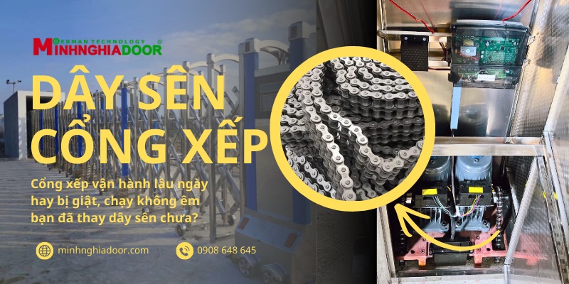 sên cổng xếp bị giãn