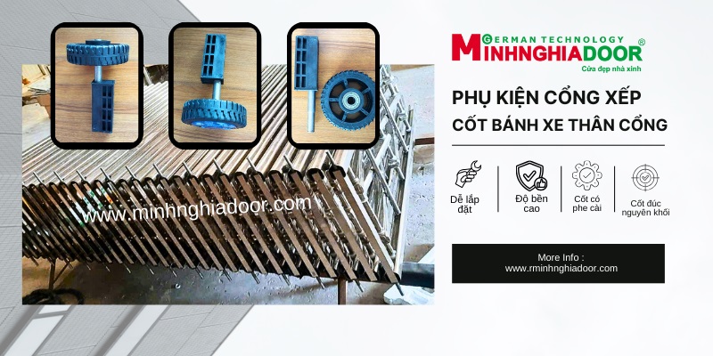 trục bánh xe cổng xếp inox
