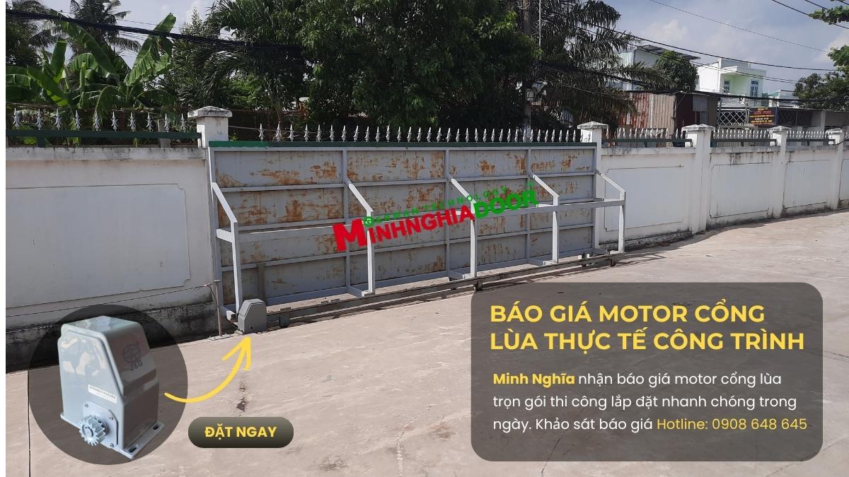 lắp đặt motor cổng lùa thực tế