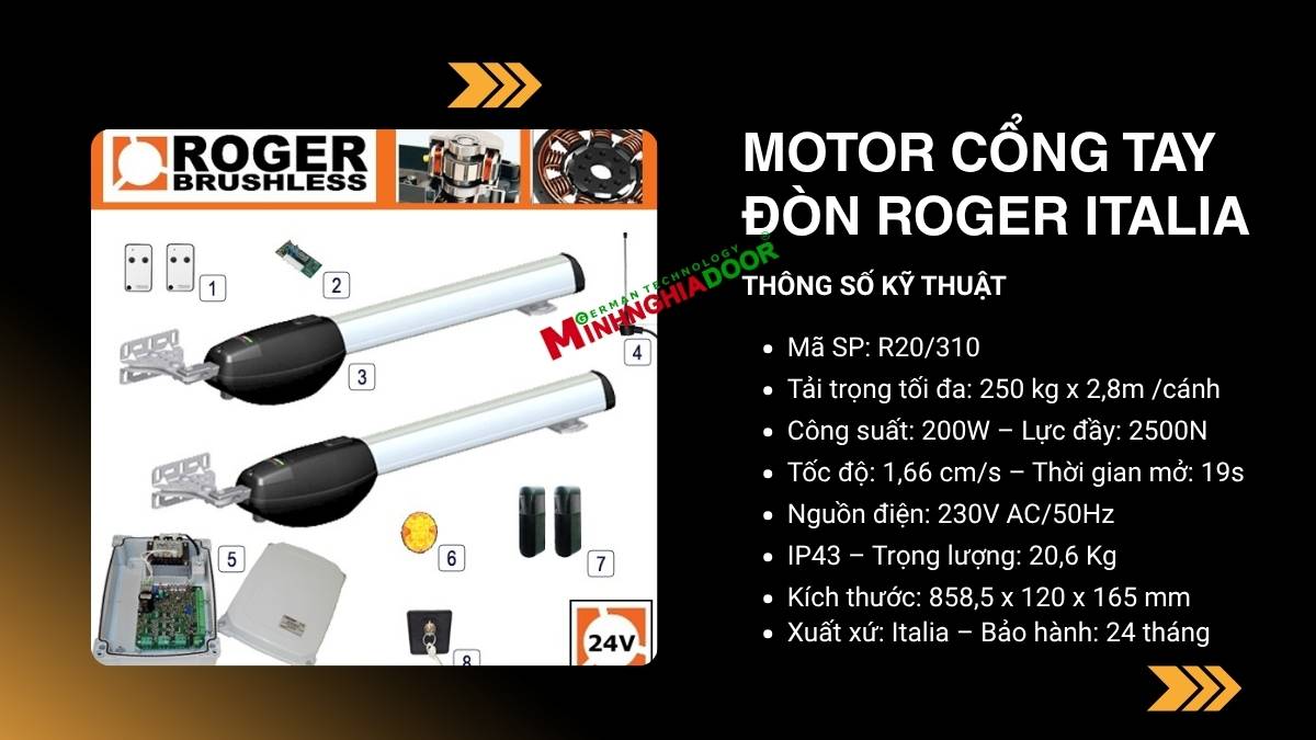 motor cổng Roger cao cấp motor cổng Roger cao cấp