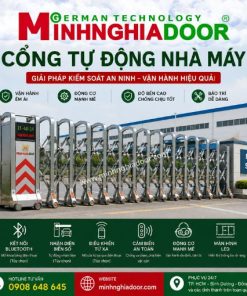 Cổng xếp tự động nhà máy giúp kiểm soát khu vực ra vào thuận tiện và chuyên nghiệp.