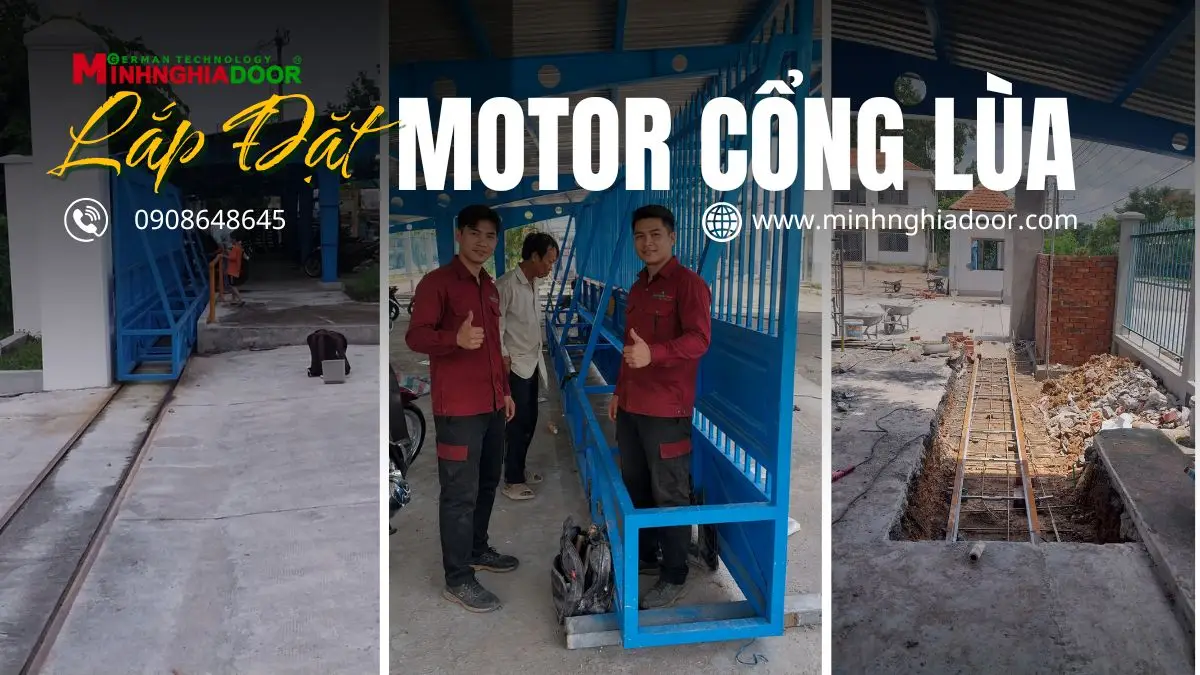 Lắp motor cổng lùa Lắp motor cổng lùa
