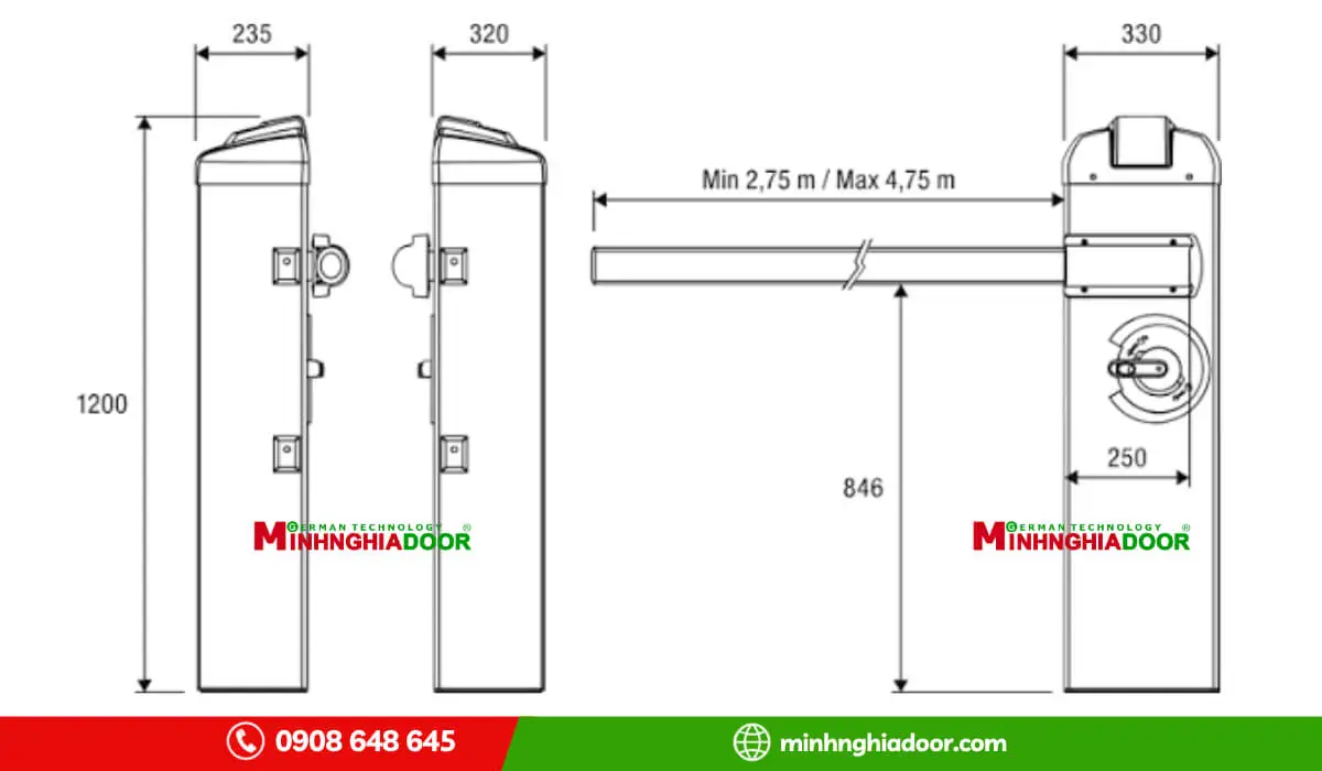 Bản vẽ barie beninca eva5, eva7