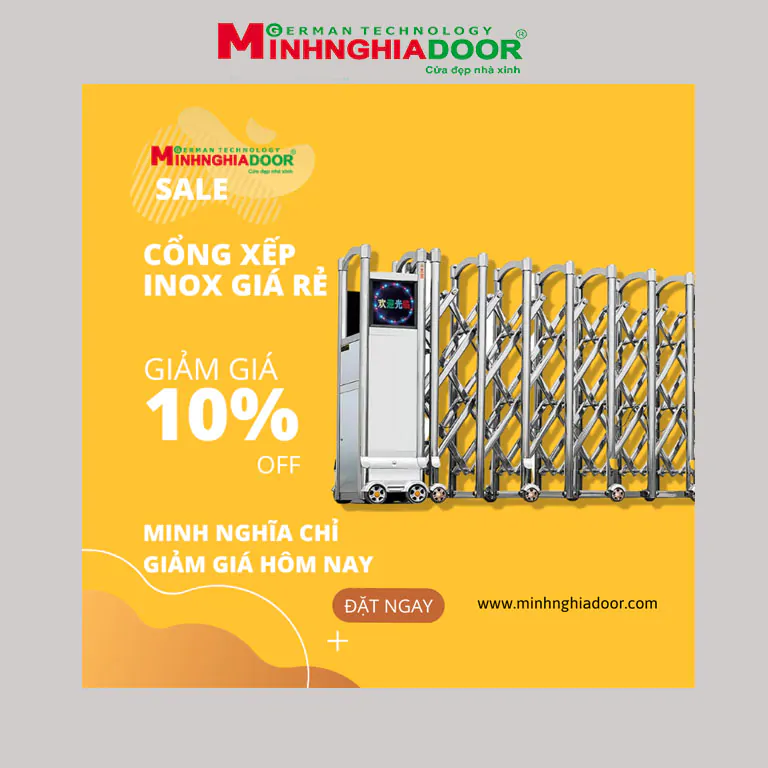 Cổng xếp inox giá rẻ 10 Cổng xếp inox giá rẻ