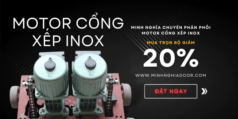 motor cổng xếp inox minhnghiadoor