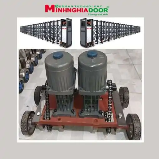 motor cổng xếp inox