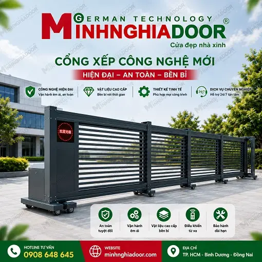 Cửa cổng xếp công nghệ mới 1 Cổng xếp công nghệ mới 2026