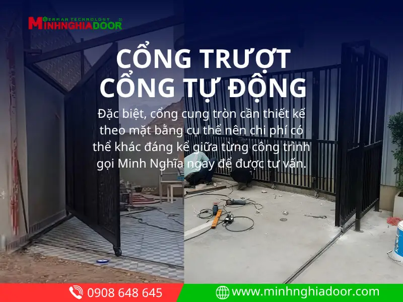 Cổng trượt cong tự động theo cung tròn Cổng trượt cong tự động theo cung tròn