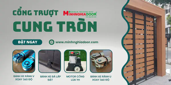 Cổng trượt cung tròn điện Cổng trượt cung tròn điện