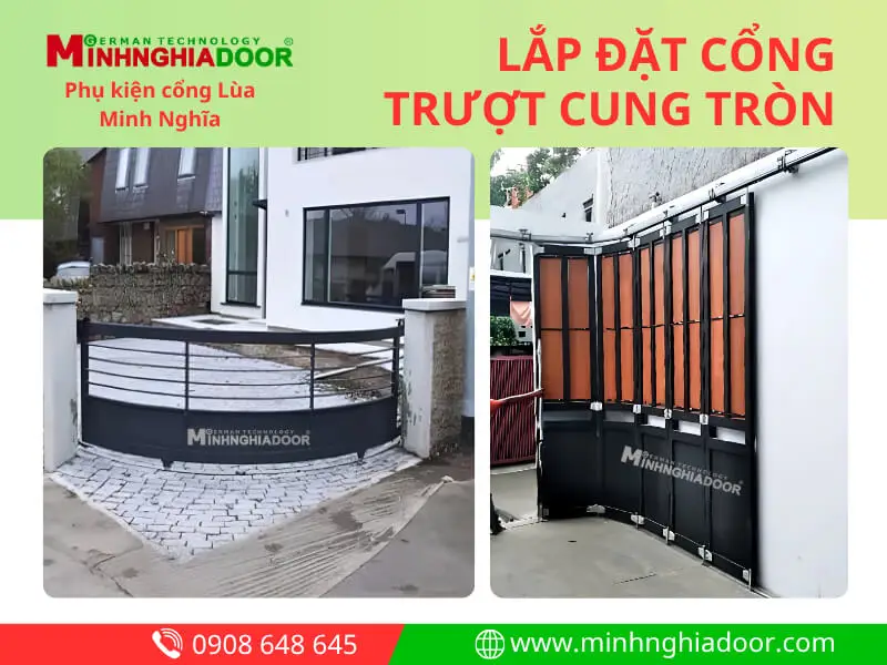 Lắp đặt cổng trượt cung tròn tự động Lắp đặt cổng trượt cung tròn tự động