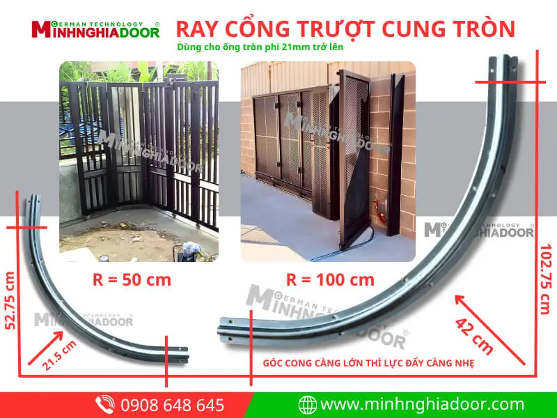 Ray dẫn hướng cổng trượt theo cung tròn Ray dẫn hướng cổng trượt theo cung tròn