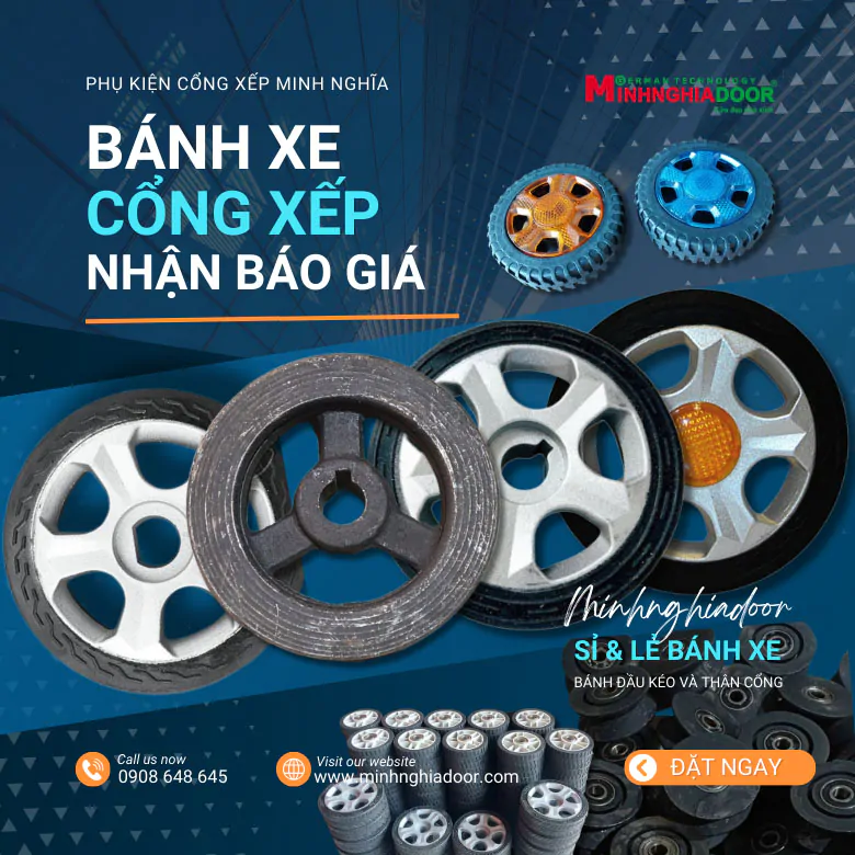 báo giá bánh xe cổng xếp