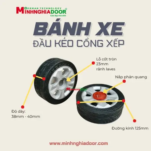 Bánh xe cổng xếp loại lớn giá bao nhiêu