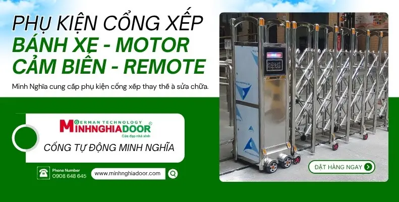 bánh xe cổng xếp inox