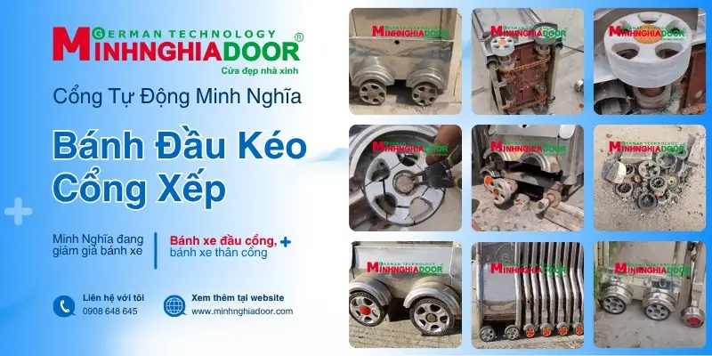 bánh xe đầu kéo cổng xếp có mấy loại