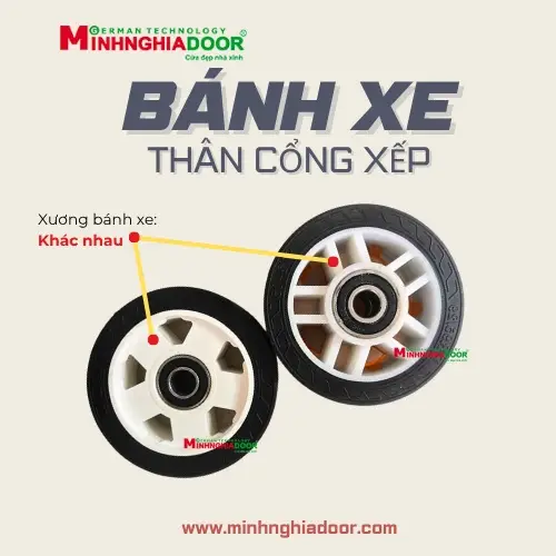 mẫu bánh xe thân cổng xếp