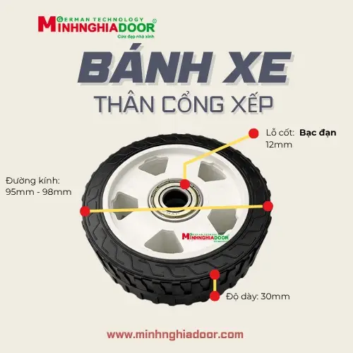thông số bánh xe thân cổng xếp