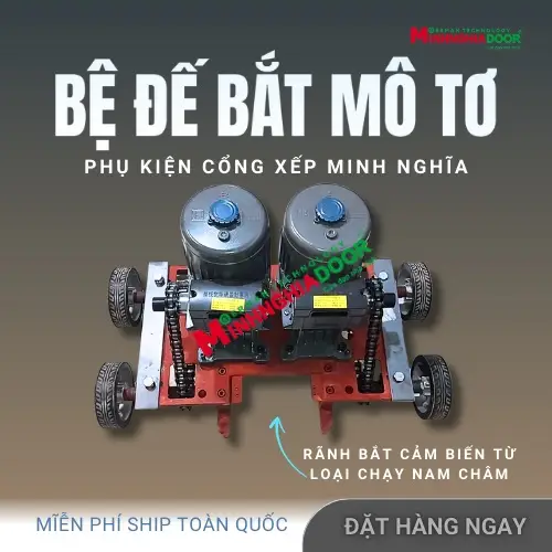 bộ đế bắt motor cổng xếp