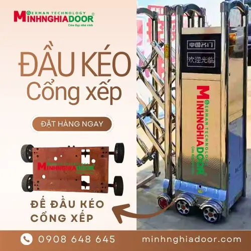 đế đầu kéo motor cổng xếp