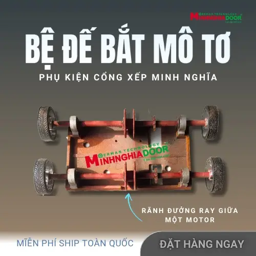 đế bắt motor cổng xếp lắp đặt sẵn