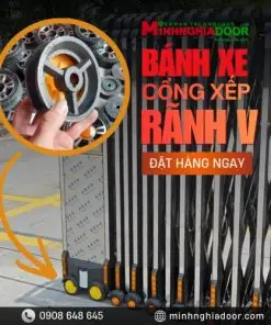 Bánh xe cổng xếp đúc sắt