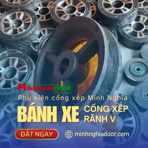 Bánh xe đầu kéo cổng xếp rãnh V