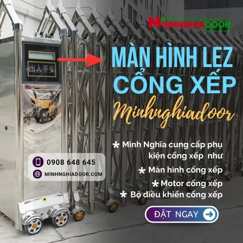 Màn hình LED cổng xếp 3 Màn hình lez cổng xếp inox 304