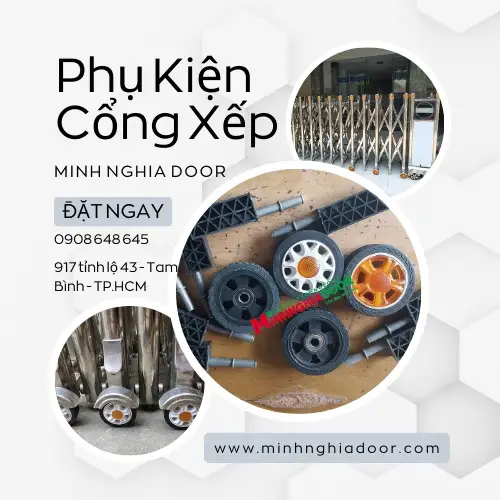 Cốt bánh xe cổng xếp thân cổng 9 bánh xe cổng xếp thân cổng có trục
