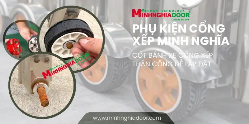 cách lắp bánh xe cổng xếp