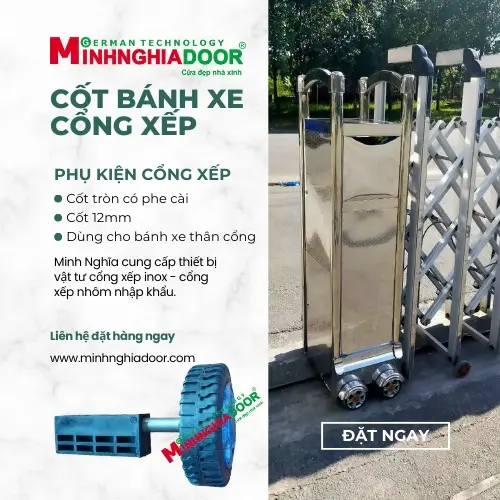 Cốt bánh xe cổng xếp thân cổng 7 phụ kiện cổng xếp Cốt bánh xe