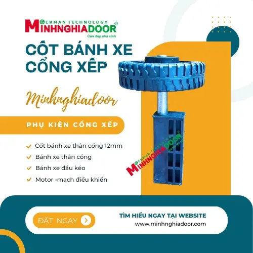 Cốt bánh xe cổng xếp thân cổng 4 trục bánh xe cổng xếp 12mm