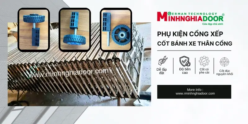 trục bánh xe cổng xếp inox