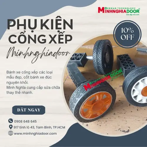 Cốt bánh xe cổng xếp thân cổng 5 vật tư cổng xếp minh nghĩa