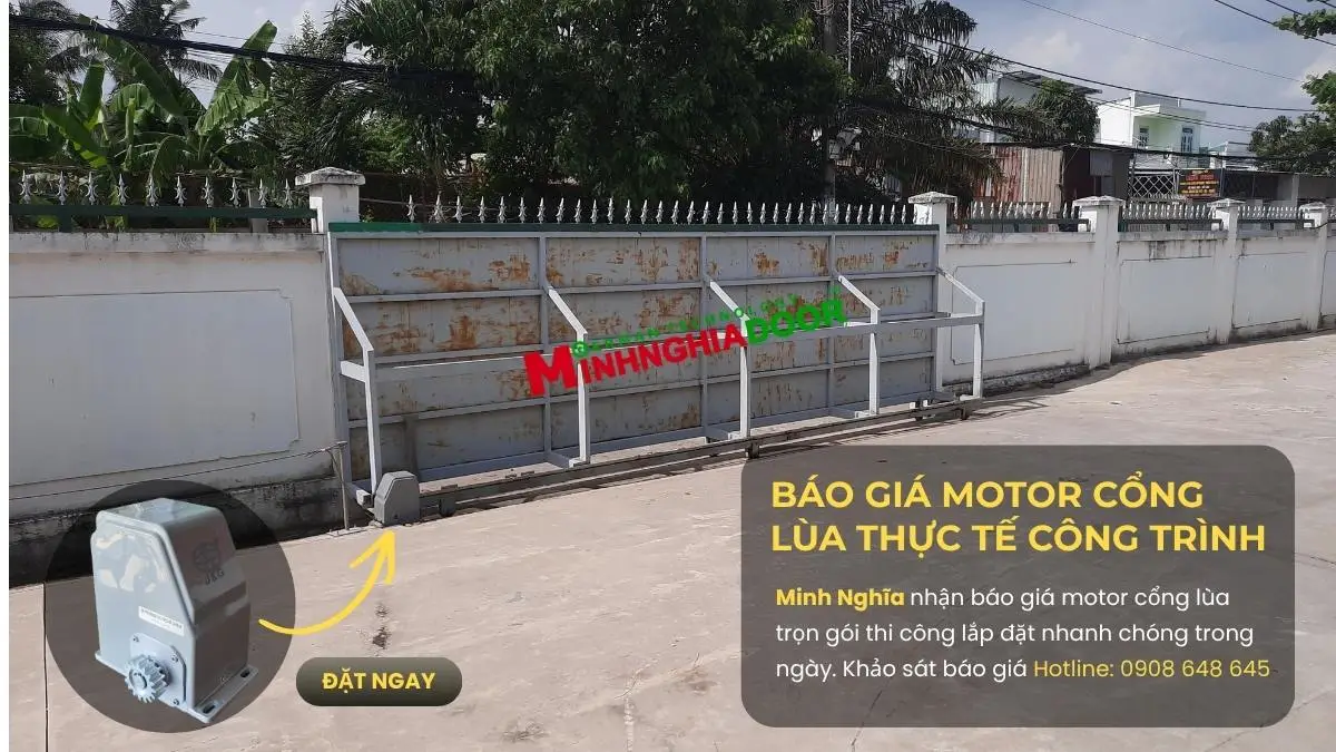 lắp đặt motor cổng lùa thực tế