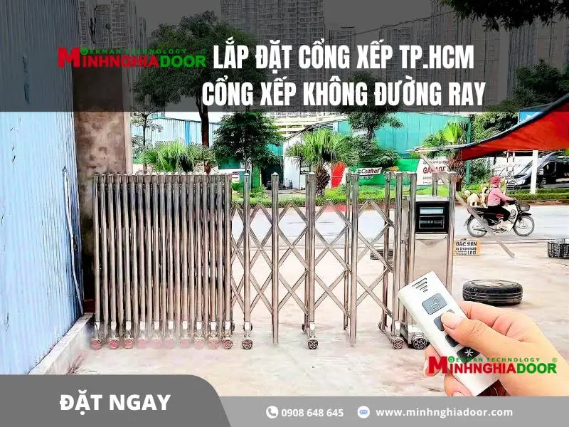 cổng xếp inox