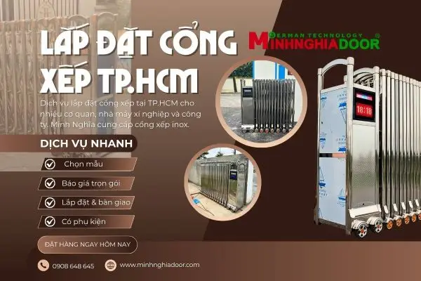 lắp đặt cổng xếp và motor cổng xếp chuyên nghiệp