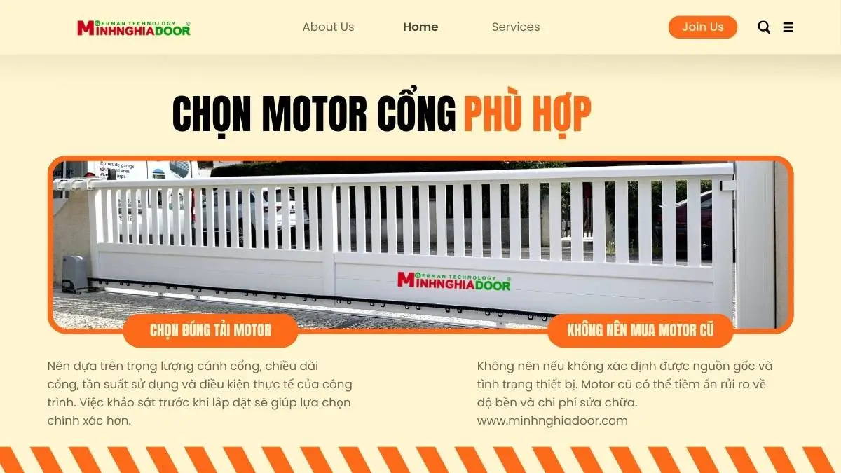 Chọn motor cổng phù hợp Chọn motor cổng phù hợp