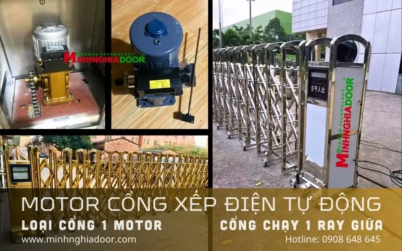 Motor cổng xếp có tay giữa Motor cổng xếp có tay giữa