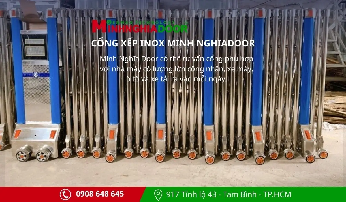 Cổng xếp inox cao cấp