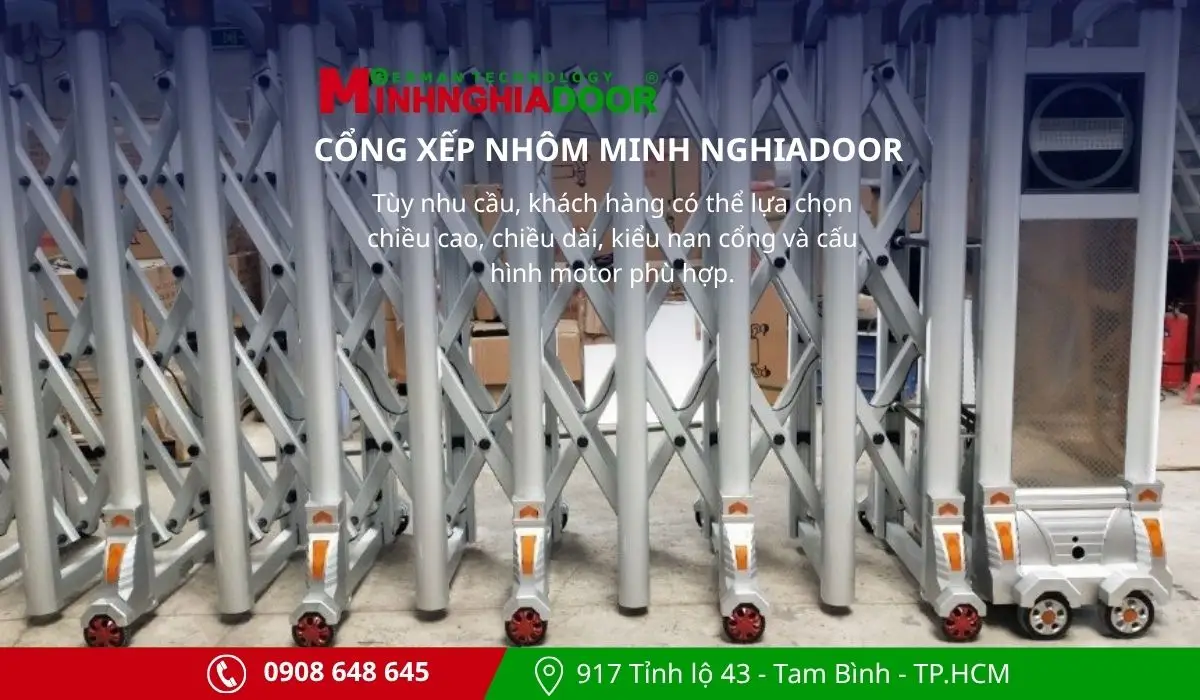 Cổng xếp nhôm Minhnghiadoor