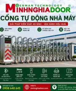 Cổng xếp tự động nhà máy giúp kiểm soát khu vực ra vào thuận tiện và chuyên nghiệp.